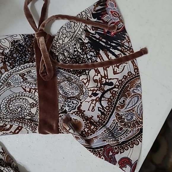 Ava James paisley boho top with velour details & bell sleeves size XL - Picture 6 of 9